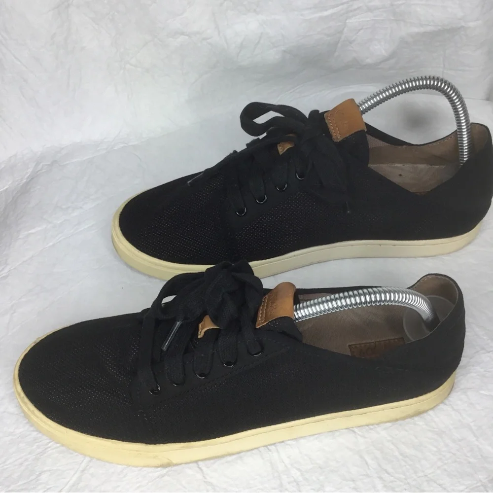 OluKai Pehuea Li Black Mesh Convertible Sneakers W 9.5 Casual Shoes Drop Back